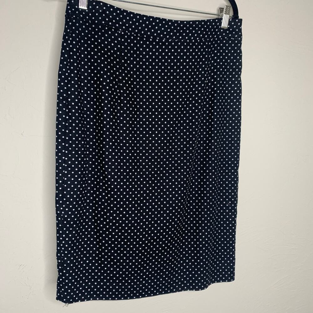 DownEast Polka Dot Midi Pencil Skirt Sz Medium Preppy Career